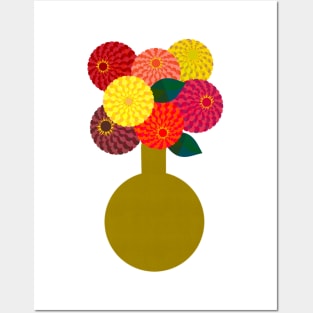 Zinnia Bouquet in a Vase Posters and Art